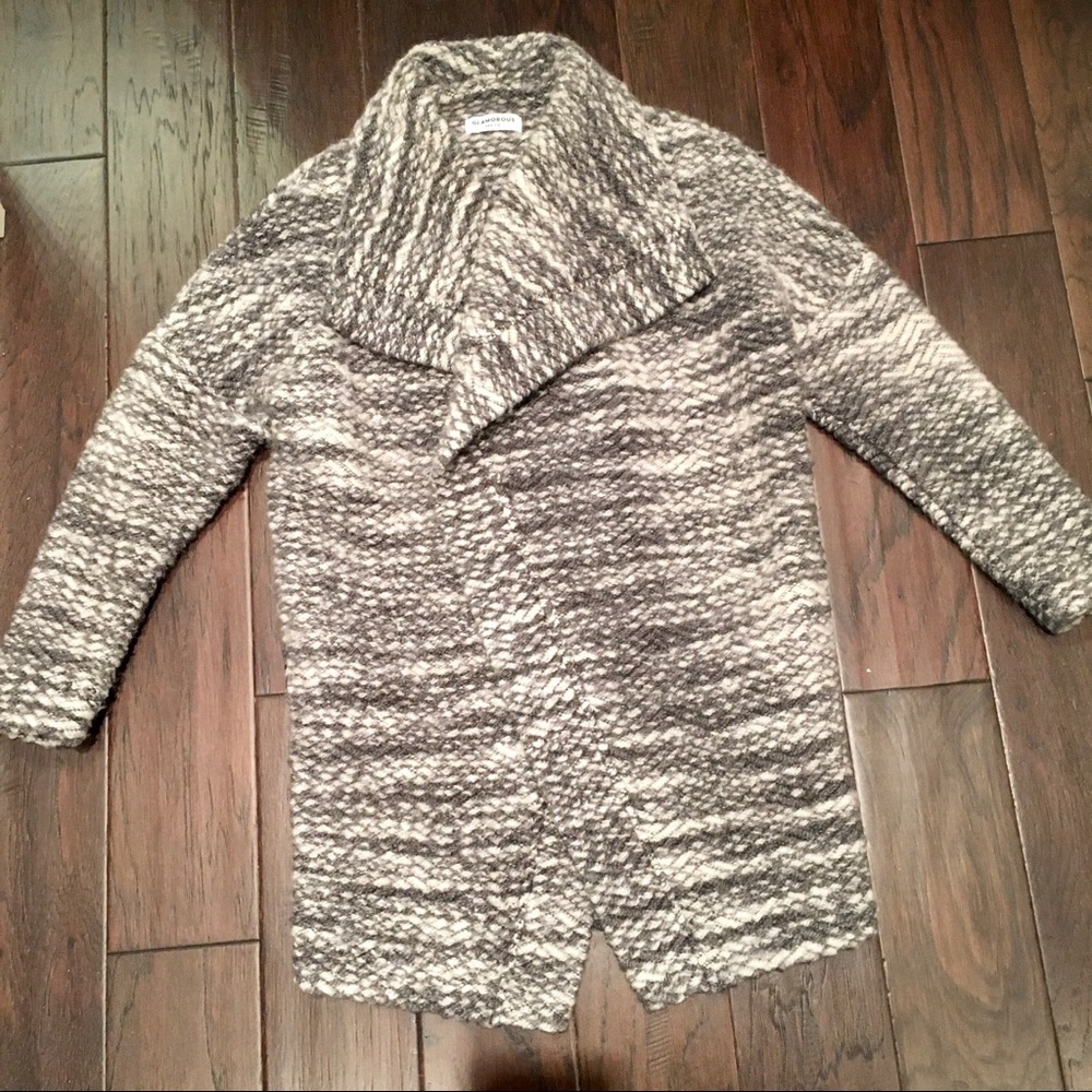 ❤️ Chunky knit open front cardigan car coat m